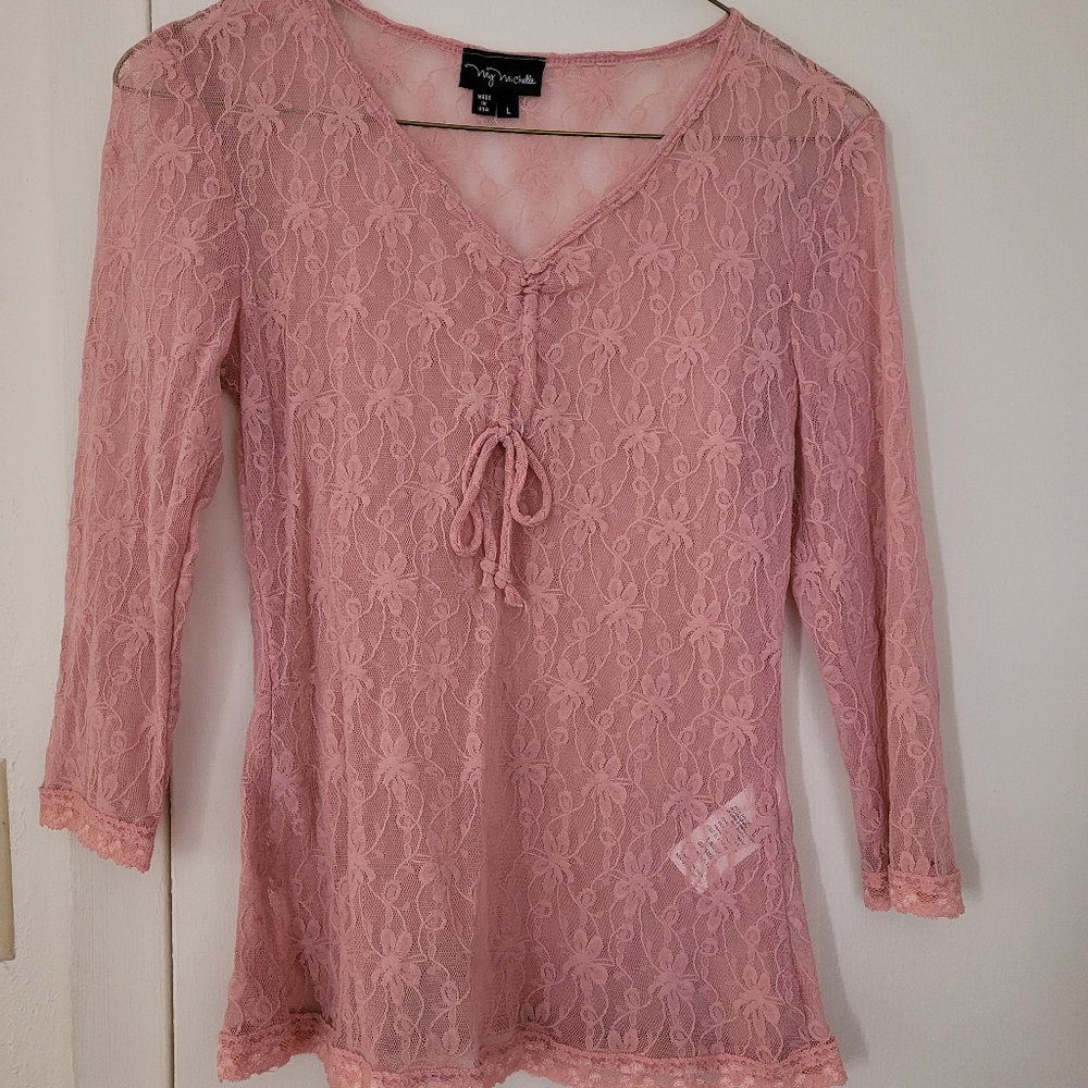 My Michelle Lace 3/4 Sleeve Top